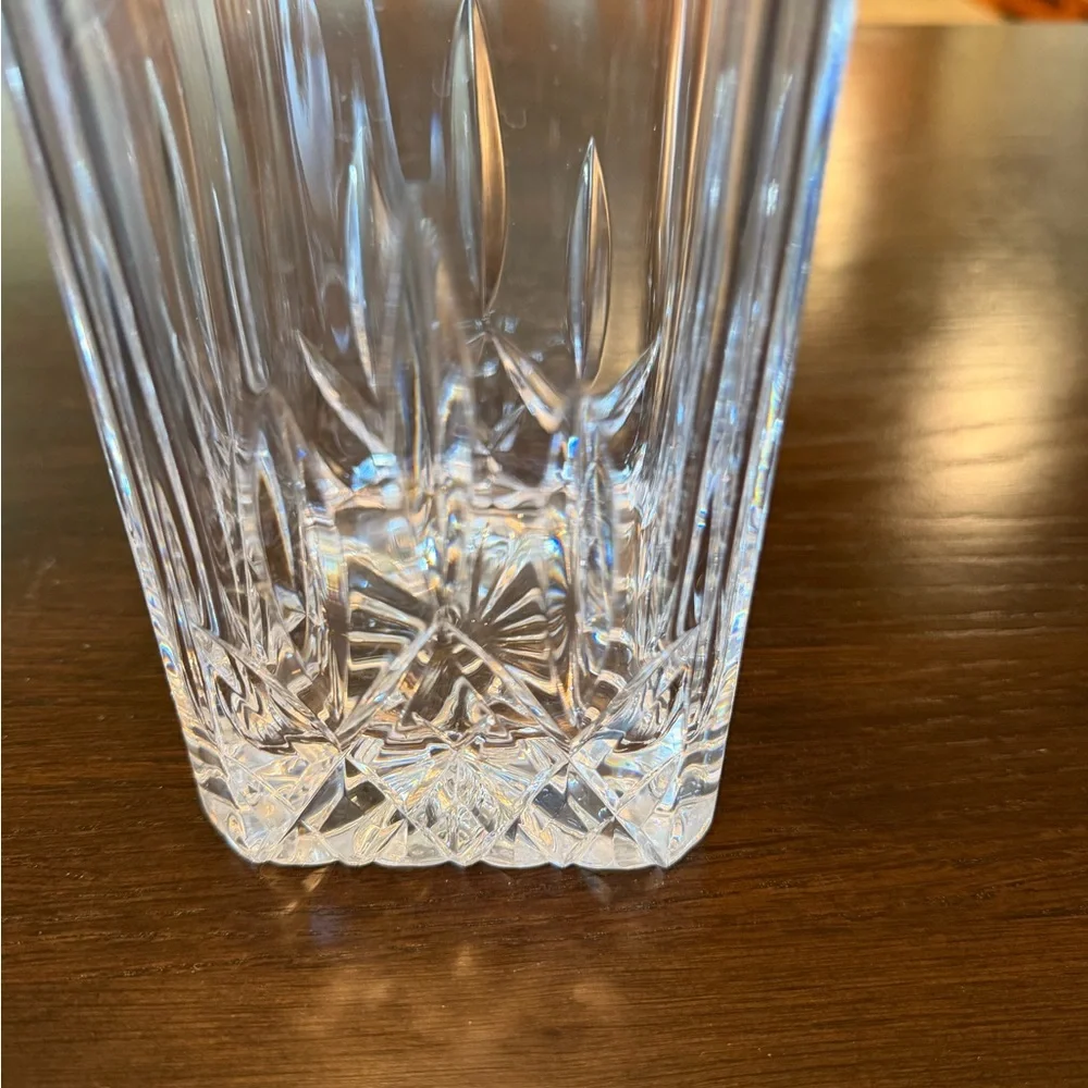 Vintage Crystal Glass Decanter with Faceted Stopper - Clear